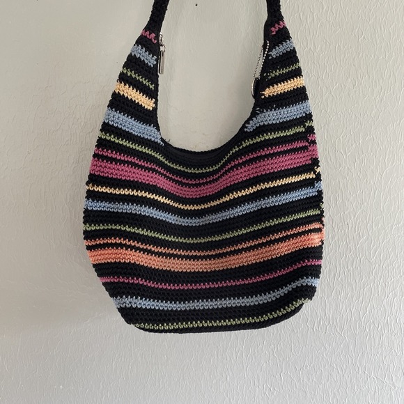 THE SAK Rainbow Striped Crochet 1 Strap Boho Shoulder Bag Purse - Picture 4 of 7